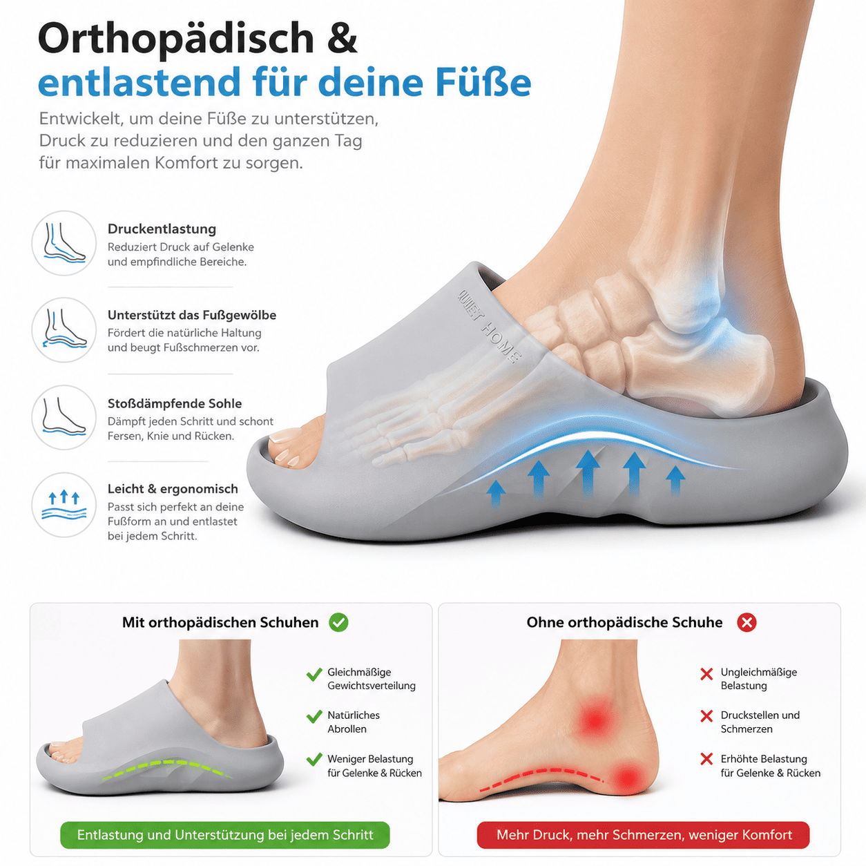Flesuah Luce Max - Antibakterielle Sandalen mit orthopädischer Sohle