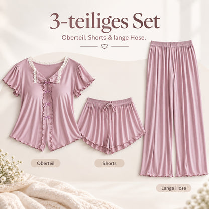 Flesuah Elina – Damen Pyjama-Set mit Rüschendetails