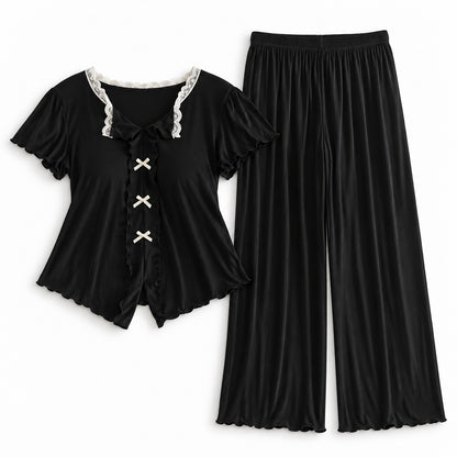 Flesuah Elina – Damen Pyjama-Set mit Rüschendetails
