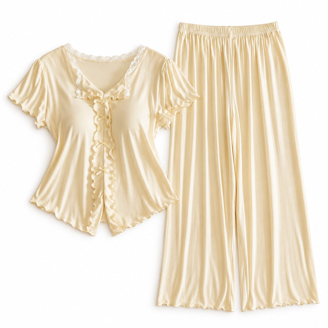 Flesuah Elina – Damen Pyjama-Set mit Rüschendetails