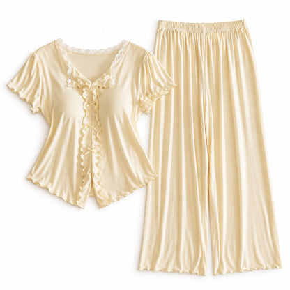 Flesuah Elina – Damen Pyjama-Set mit Rüschendetails