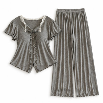 Flesuah Elina – Damen Pyjama-Set mit Rüschendetails