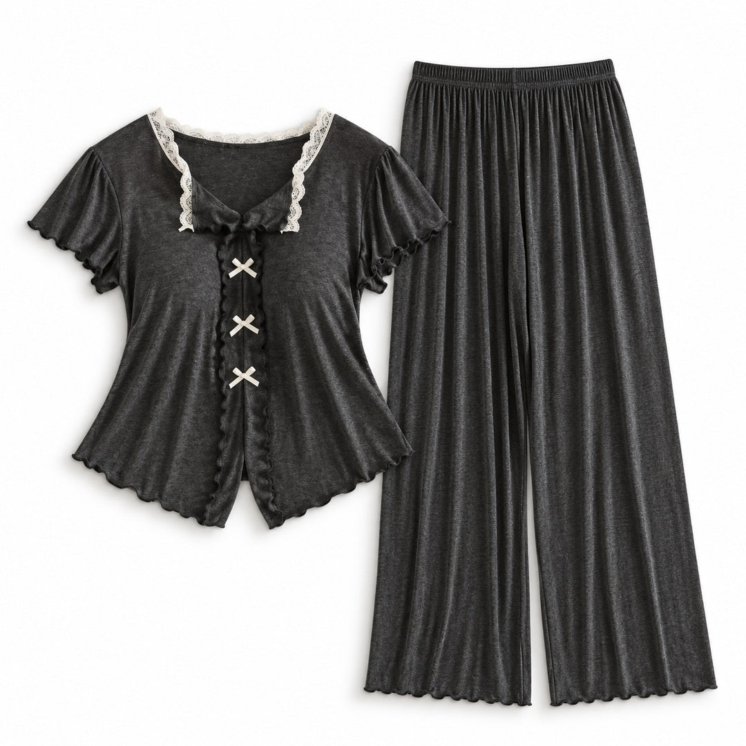 Flesuah Elina – Damen Pyjama-Set mit Rüschendetails