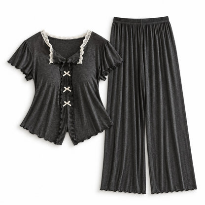 Flesuah Elina – Damen Pyjama-Set mit Rüschendetails