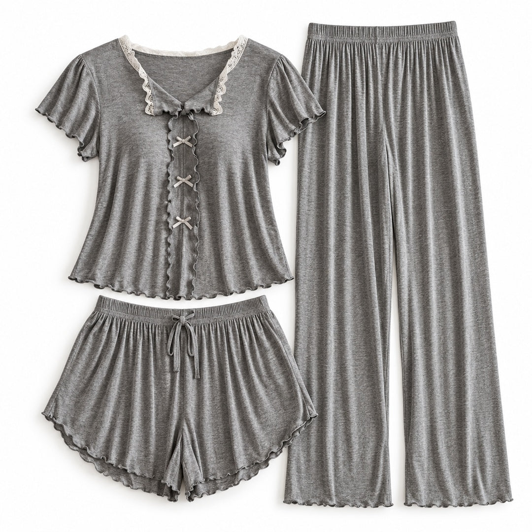 Flesuah Elina – Damen Pyjama-Set mit Rüschendetails