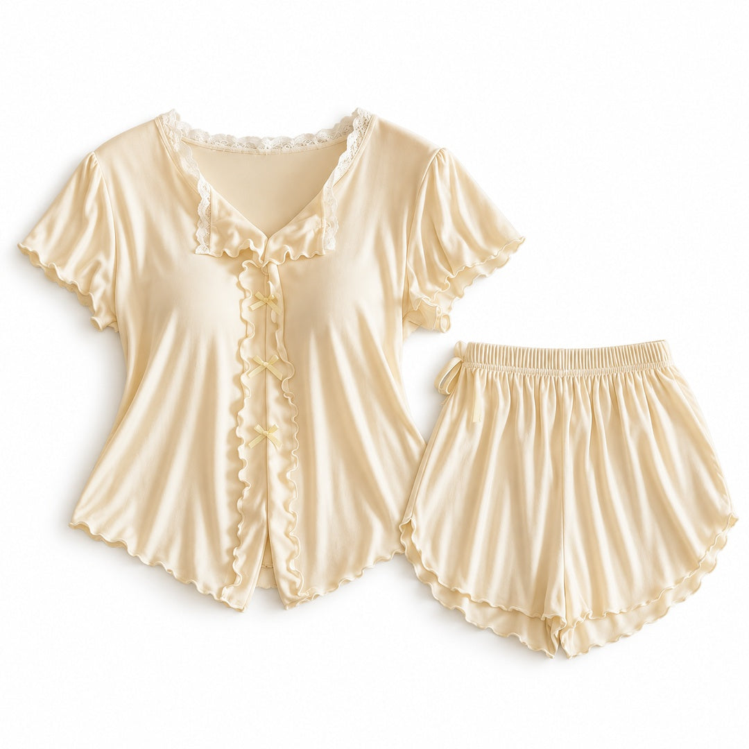 Flesuah Elina – Damen Pyjama-Set mit Rüschendetails
