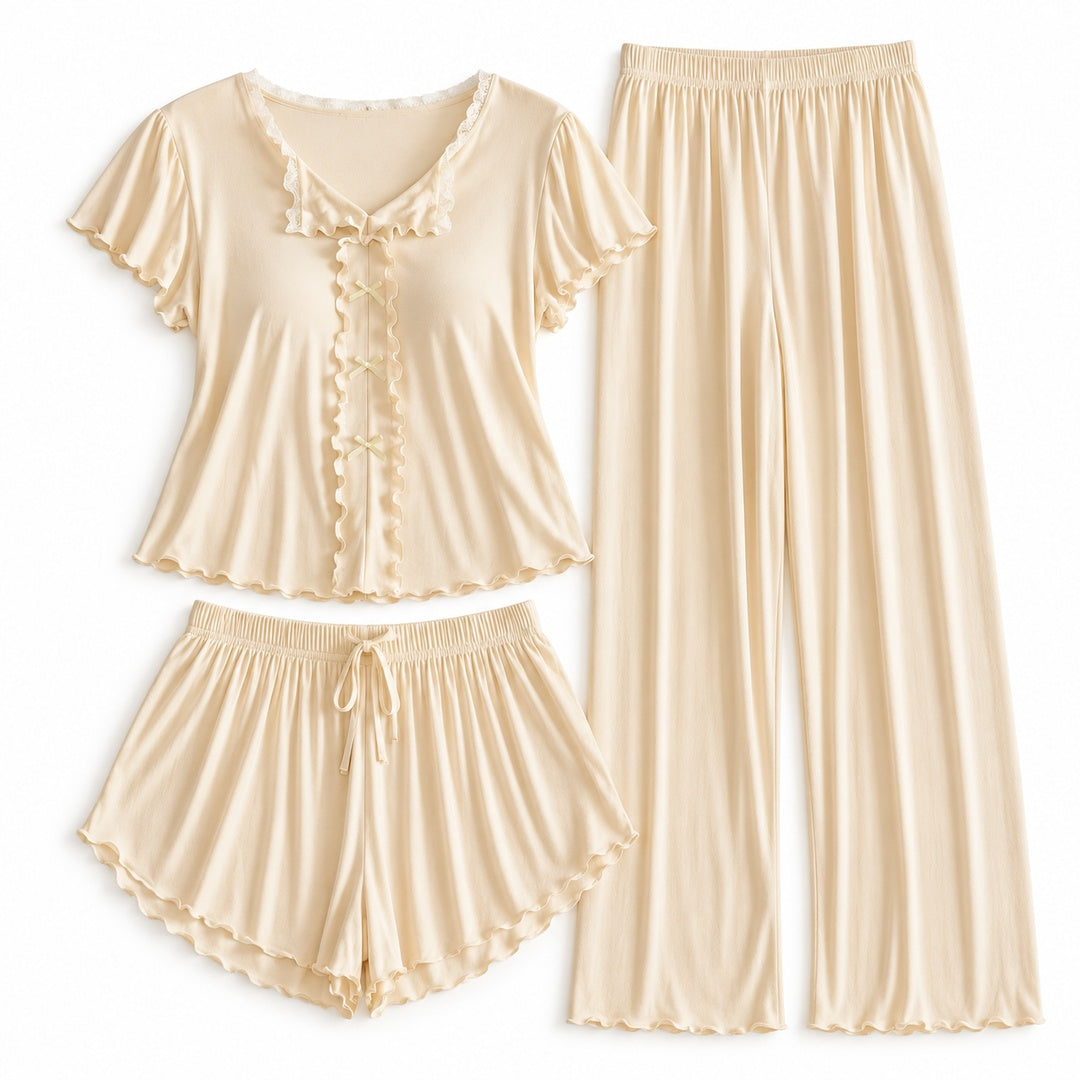 Flesuah Elina – Damen Pyjama-Set mit Rüschendetails