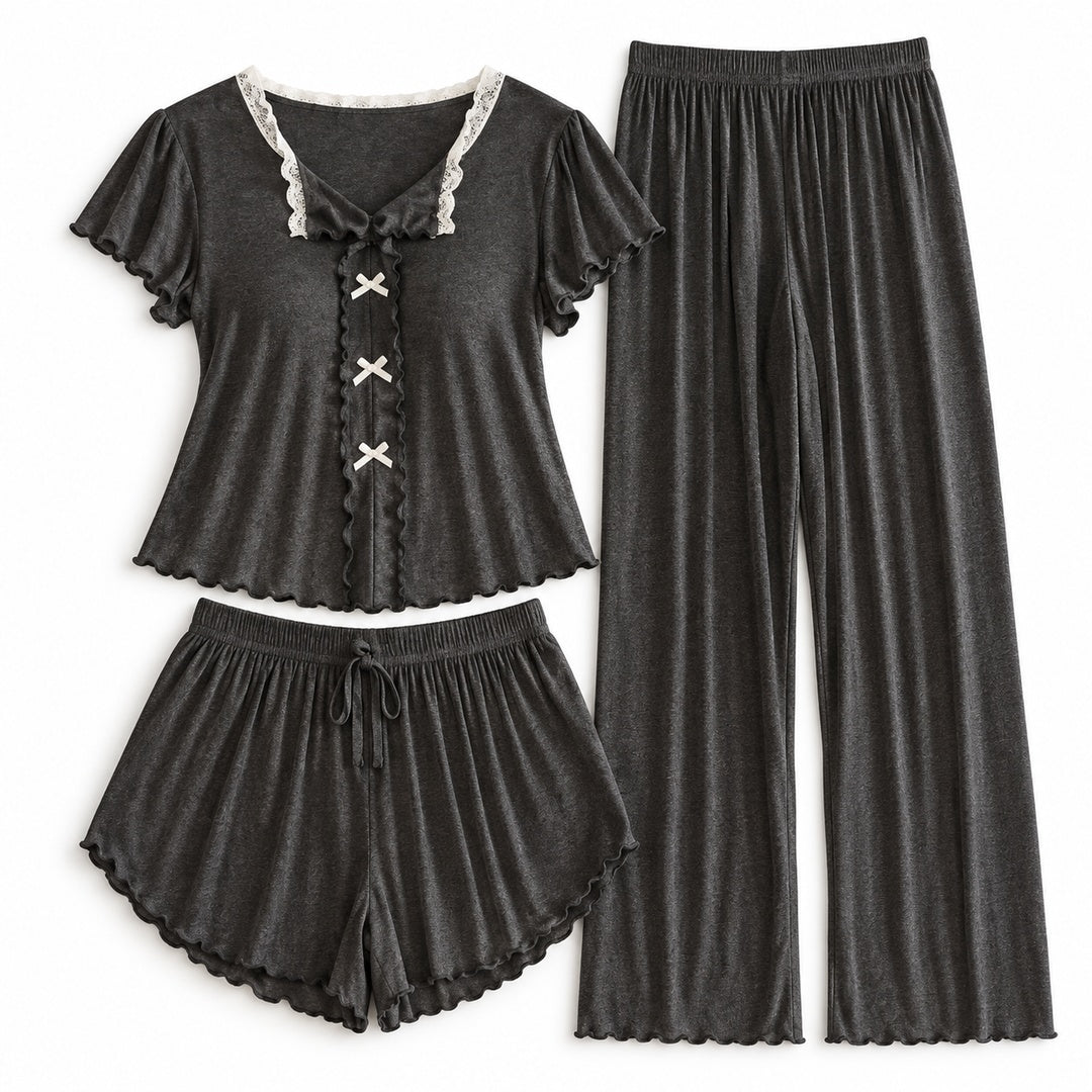 Flesuah Elina – Damen Pyjama-Set mit Rüschendetails
