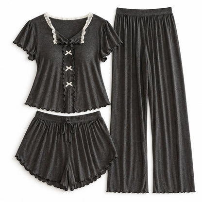 Flesuah Elina – Damen Pyjama-Set mit Rüschendetails