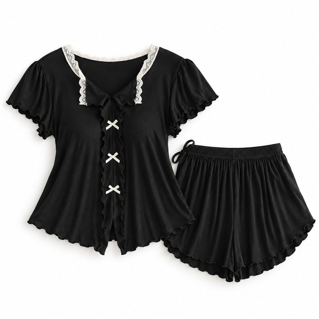 Flesuah Elina – Damen Pyjama-Set mit Rüschendetails