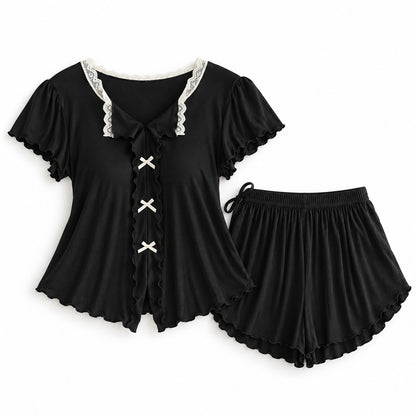 Flesuah Elina – Damen Pyjama-Set mit Rüschendetails