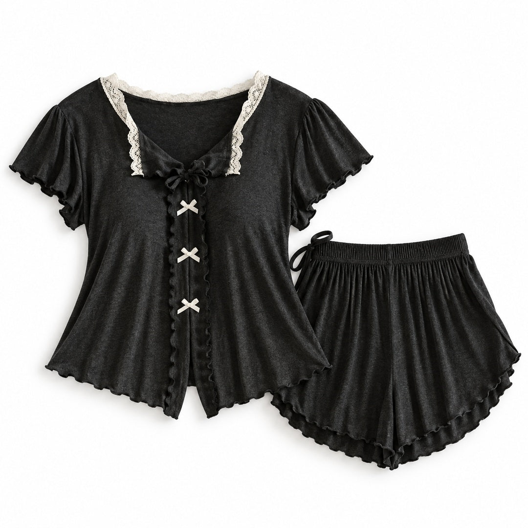 Flesuah Elina – Damen Pyjama-Set mit Rüschendetails