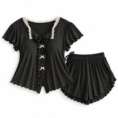 Flesuah Elina – Damen Pyjama-Set mit Rüschendetails