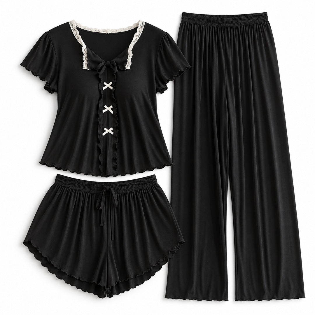 Flesuah Elina – Damen Pyjama-Set mit Rüschendetails