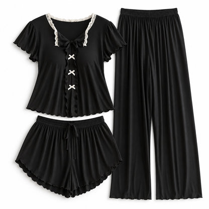 Flesuah Elina – Damen Pyjama-Set mit Rüschendetails