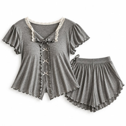 Flesuah Elina – Damen Pyjama-Set mit Rüschendetails
