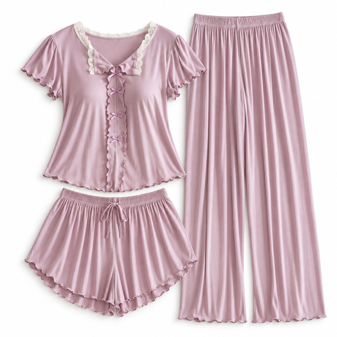 Flesuah Elina – Damen Pyjama-Set mit Rüschendetails
