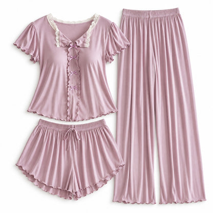 Flesuah Elina – Damen Pyjama-Set mit Rüschendetails