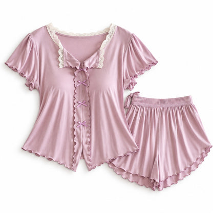 Flesuah Elina – Damen Pyjama-Set mit Rüschendetails