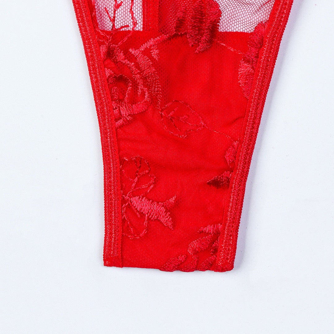 Flesuah Fiora – Verführerischer Mesh-Body mit Rosenstickerei