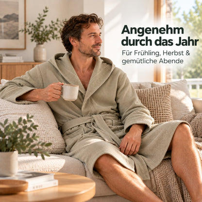 Flesuah Ravello – Herren-Bademantel aus Baumwolle mit Kapuze
