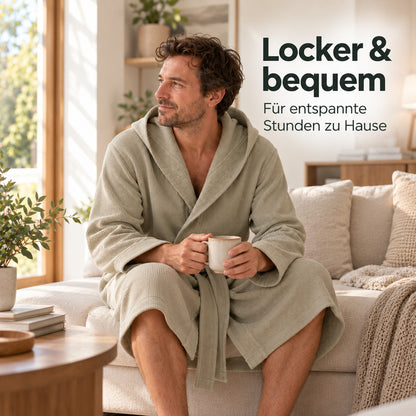 Flesuah Ravello – Herren-Bademantel aus Baumwolle mit Kapuze