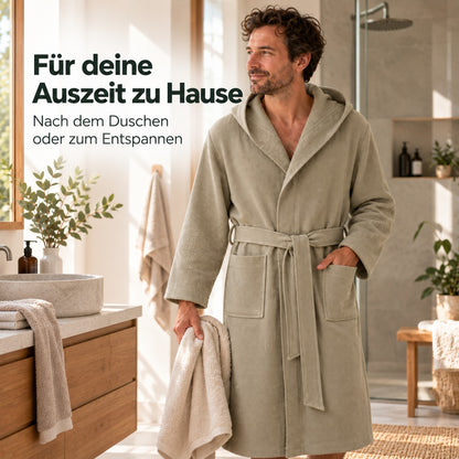 Flesuah Ravello – Herren-Bademantel aus Baumwolle mit Kapuze