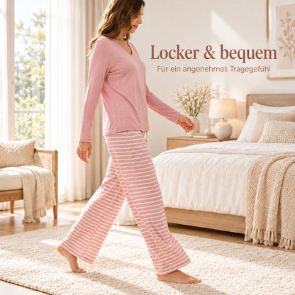 Nera – Damen-Pyjama mit V-Ausschnitt