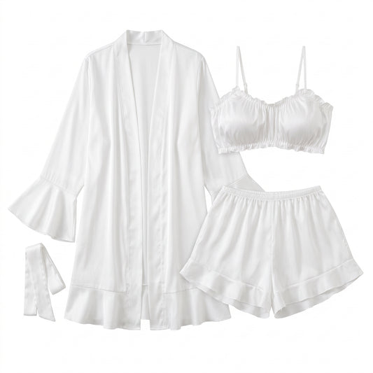 Flesuah Elodie – 4-teiliges Damen Lounge-Set in Satinoptik