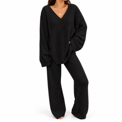 Juna – Kuscheliges Damen-Lounge-Set mit V-Ausschnitt