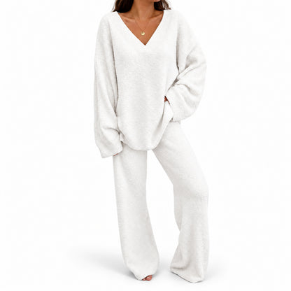 Juna – Kuscheliges Damen-Lounge-Set mit V-Ausschnitt
