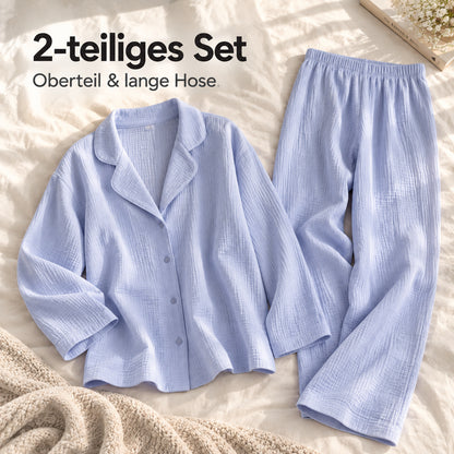 Flesuah Liora – Leichtes Damen Pyjama-Set in Musselin-Optik