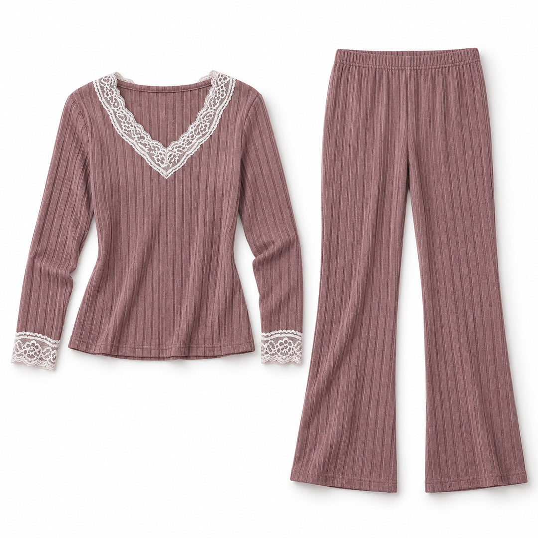 Flesuah Mirelle – Damen Pyjama-Set mit Spitze