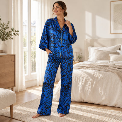 Flesuah Saphira – Damen Pyjama-Set mit Leo-Print