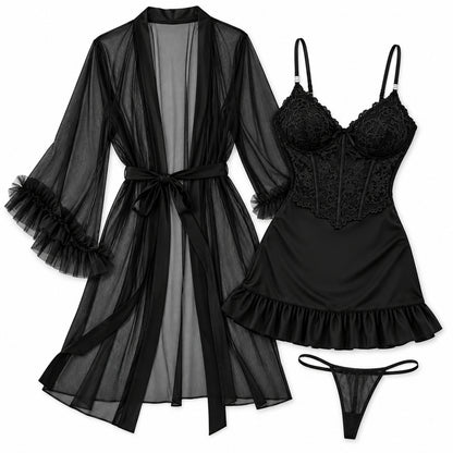 Flesuah Selene – 3-teiliges Damen-Spitzen-Set