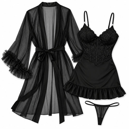 Flesuah Selene – 3-teiliges Damen-Spitzen-Set