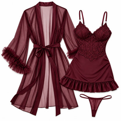 Flesuah Selene – 3-teiliges Damen-Spitzen-Set