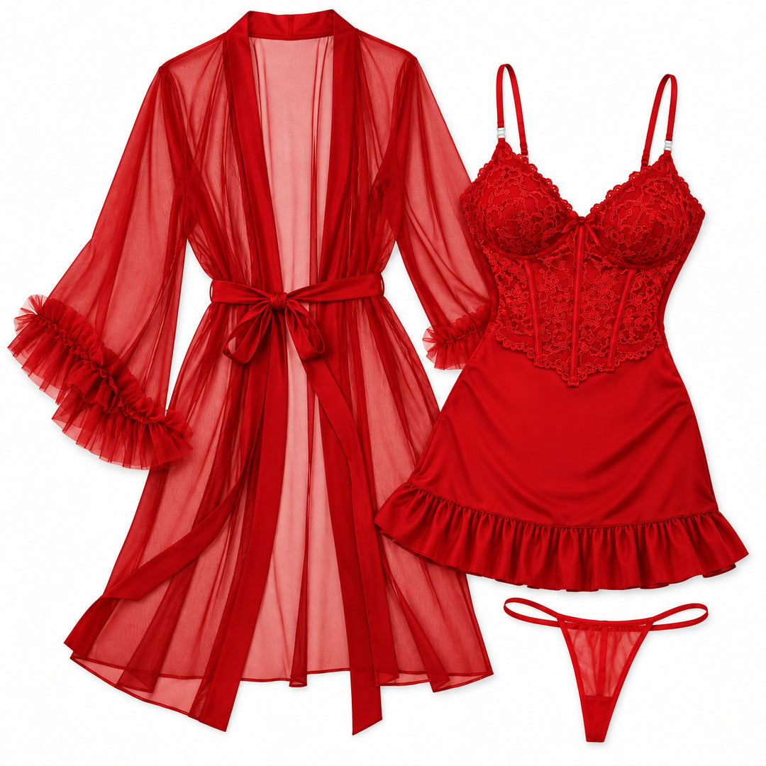 Flesuah Selene – 3-teiliges Damen-Spitzen-Set