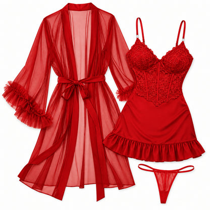 Flesuah Selene – 3-teiliges Damen-Spitzen-Set