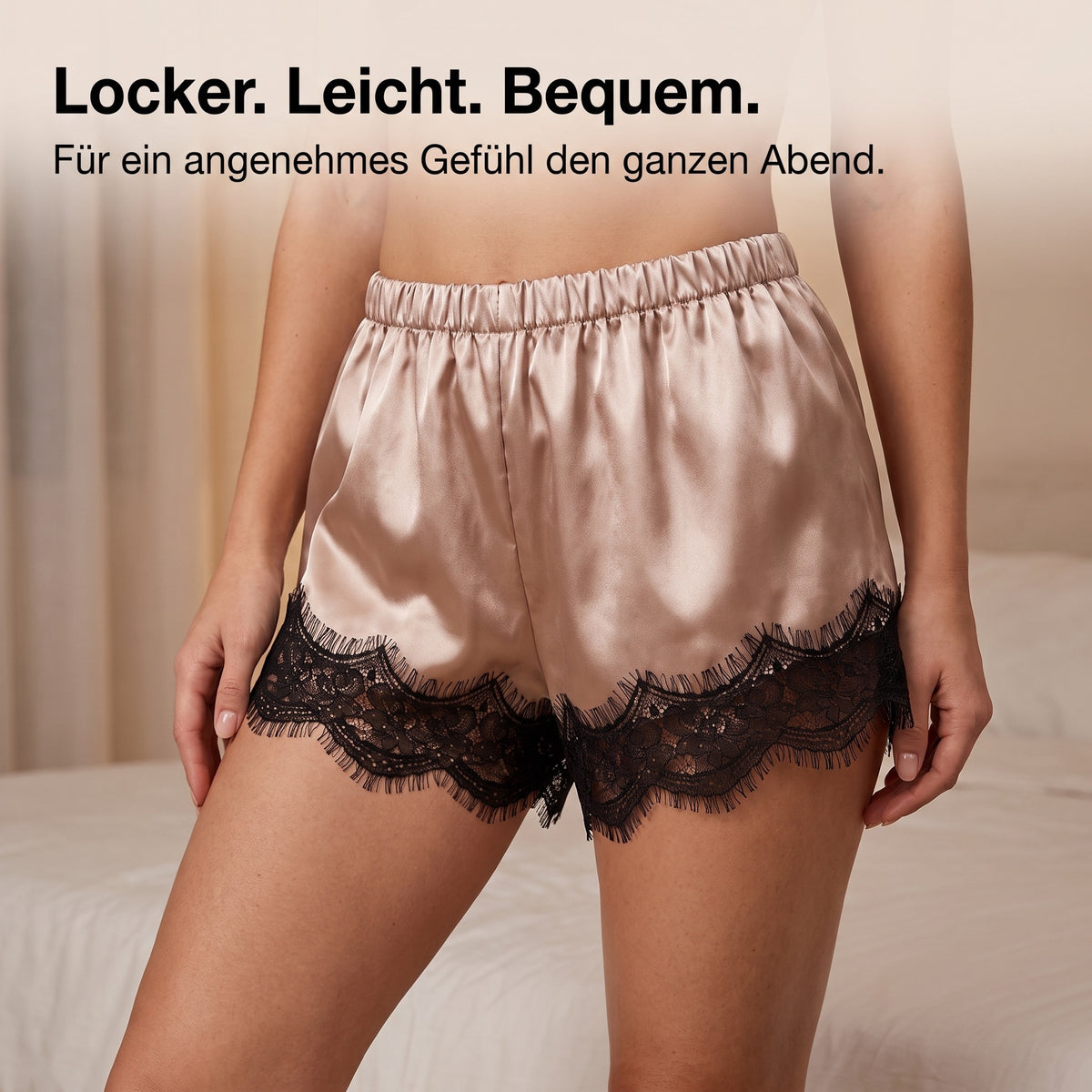 Flesuah Soraya – 2-teiliges Damen Satin-Set mit Spitze