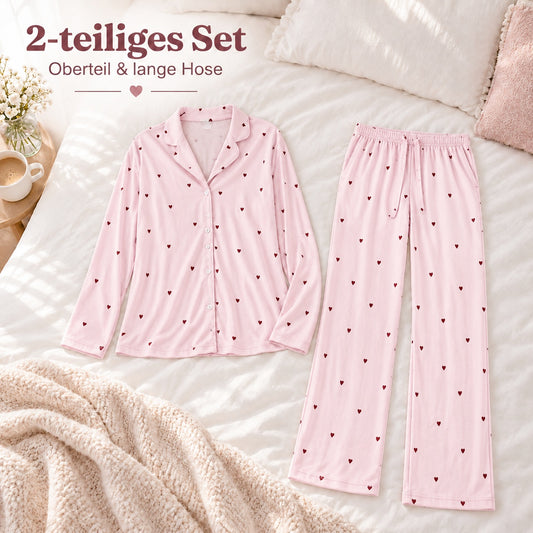 Flesuah Milou – Damen Pyjama-Set mit Print & langer Hose
