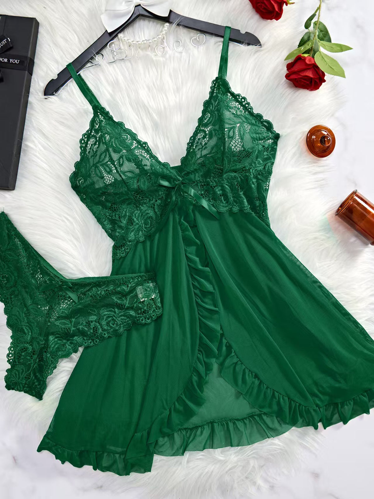 Estelle – 2-teiliges Damen-Babydoll-Set mit Spitze