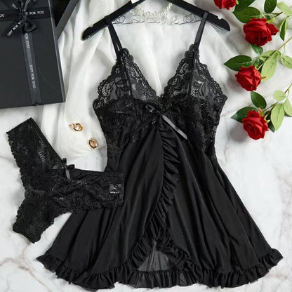 Estelle – 2-teiliges Damen-Babydoll-Set mit Spitze