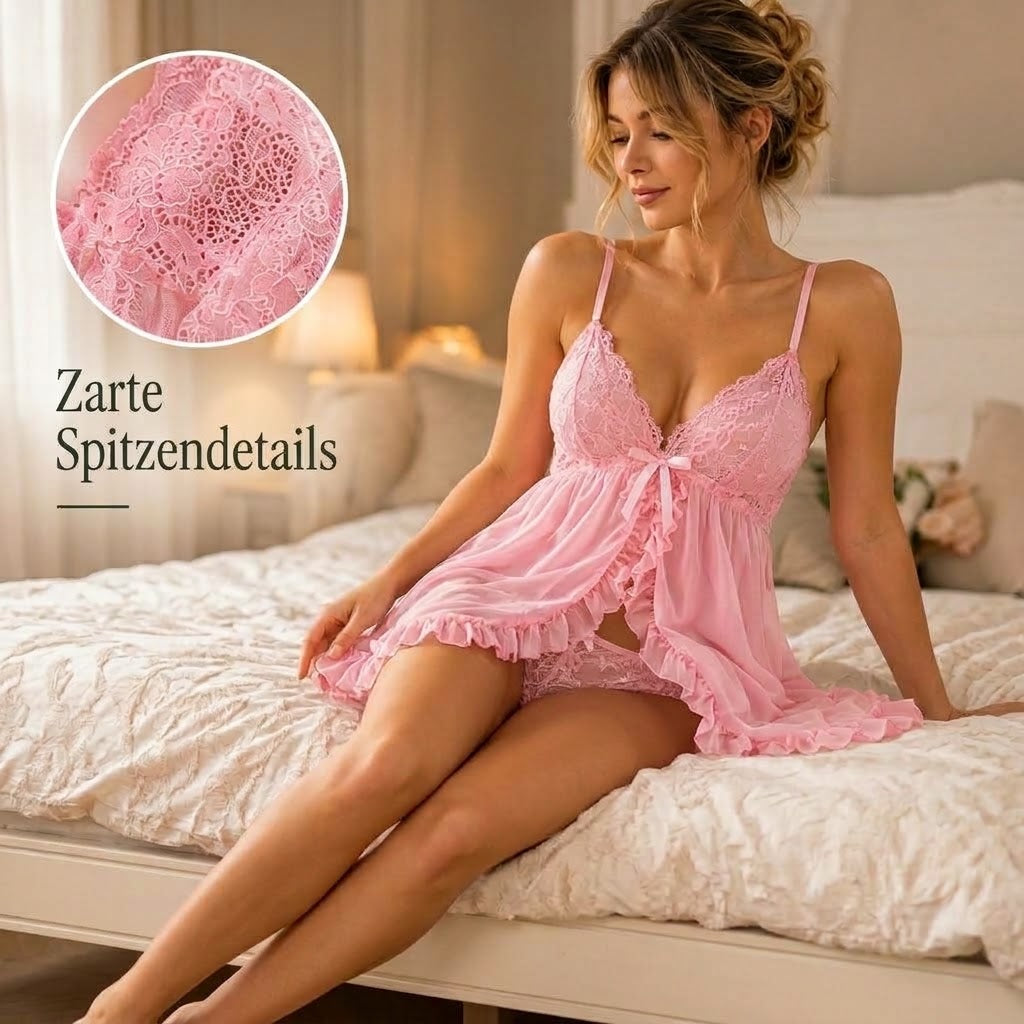 Estelle – 2-teiliges Damen-Babydoll-Set mit Spitze