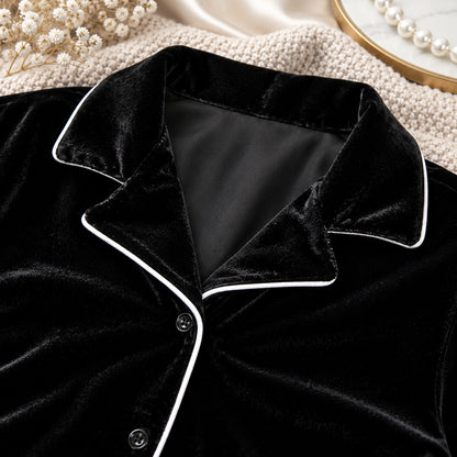 Flesuah Adelie – 2-teiliger Damen-Samtpyjama in Schwarz