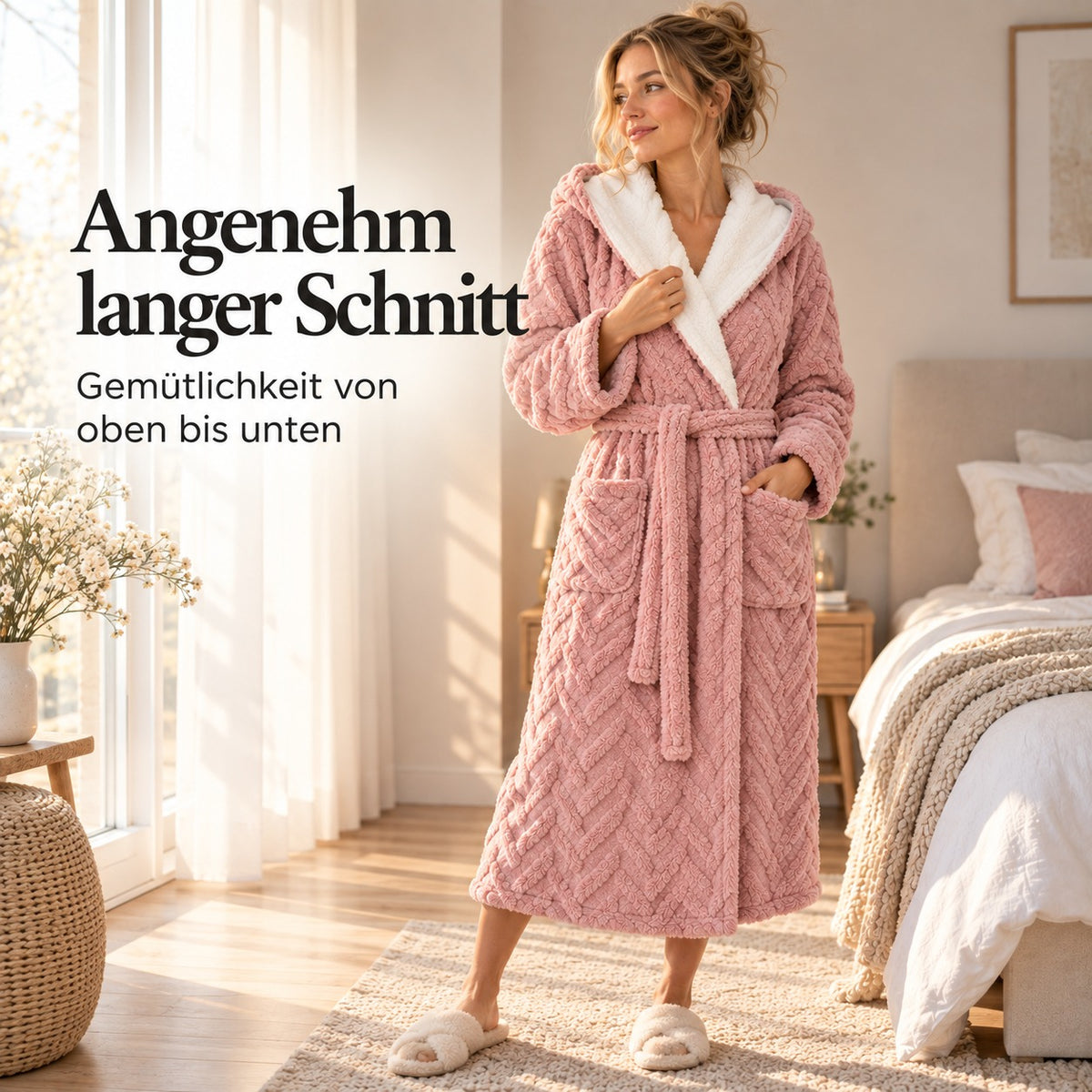 Flesuah Meliora – Kuscheliger Damen-Bademantel mit Kapuze