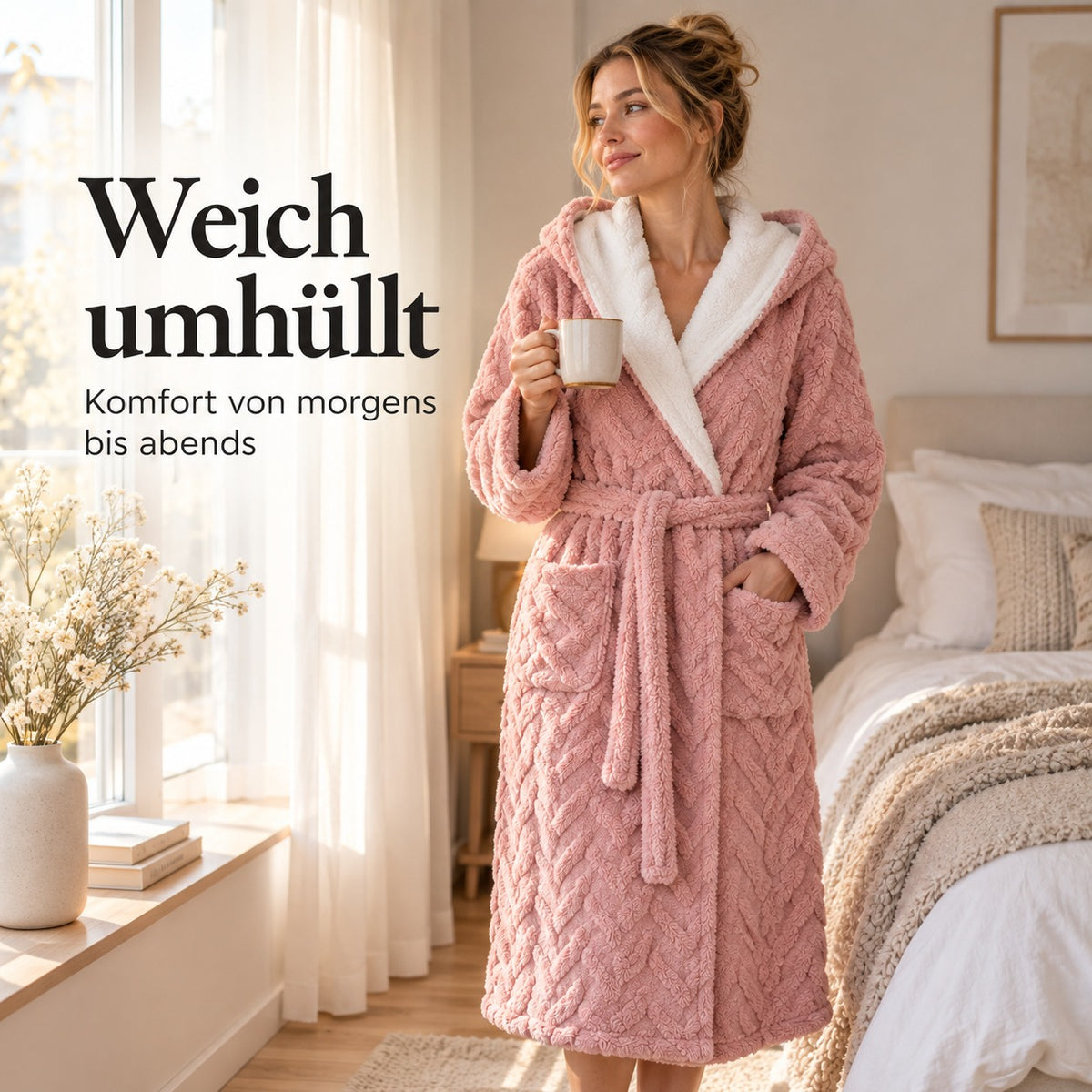 Flesuah Meliora – Kuscheliger Damen-Bademantel mit Kapuze