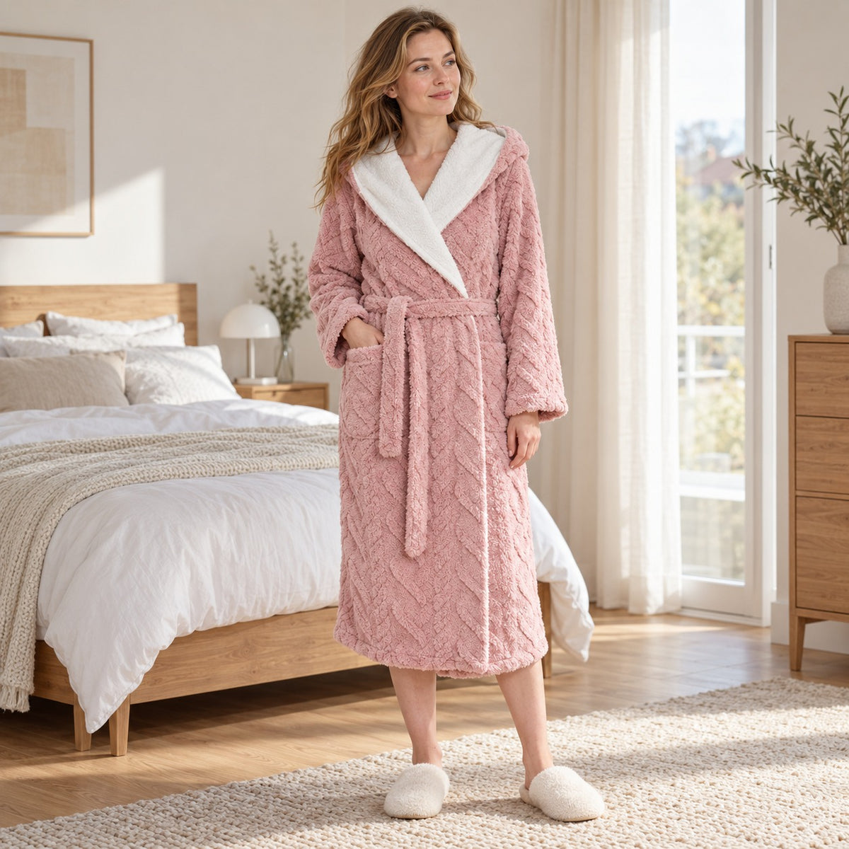 Flesuah Meliora – Kuscheliger Damen-Bademantel mit Kapuze