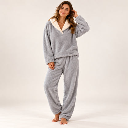 Flesuah Elvina – Kuscheliger Damen-Pyjama aus Coral Fleece