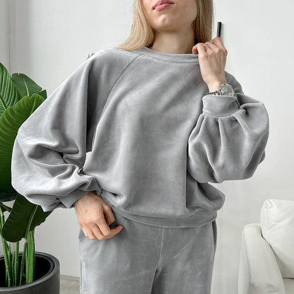 Flesuah Nola – 2-teiliges Damen-Pyjama-Set in Samtoptik